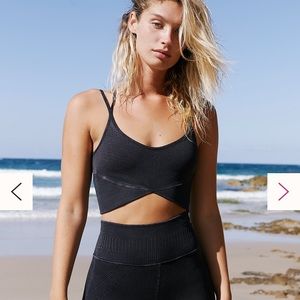 Free People Black Diamond back Sports Bra Crop
